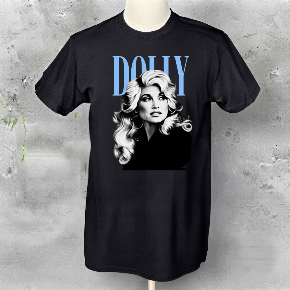 Dolly Parton Light Blue Typography Vintage Charcoal Memories Graphic T-Shirt